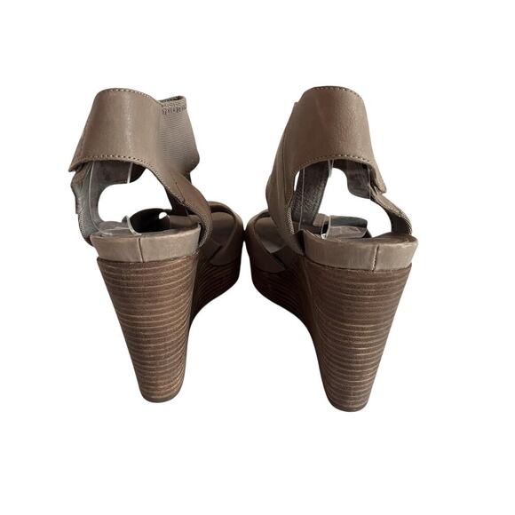Eileen Fisher Shoes Womens Size 10 Taupe Wedge Sandals Platform Leather Elastic - Picture 6 of 12